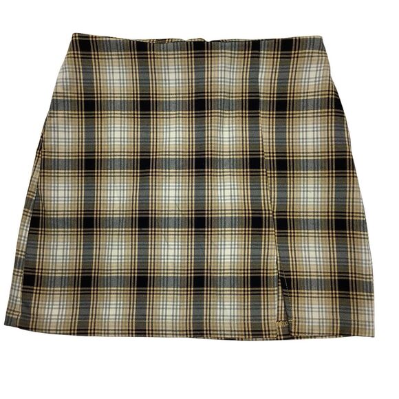 Urban Outfitters Dresses & Skirts - Urban Outfitters Women S Mini Skirt Plaid Mid Rise Yellow Black Gray Stretch